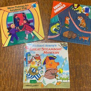 Lot of 3 Vintage Richard Scarry Children's Books Great Steamboat Mystery